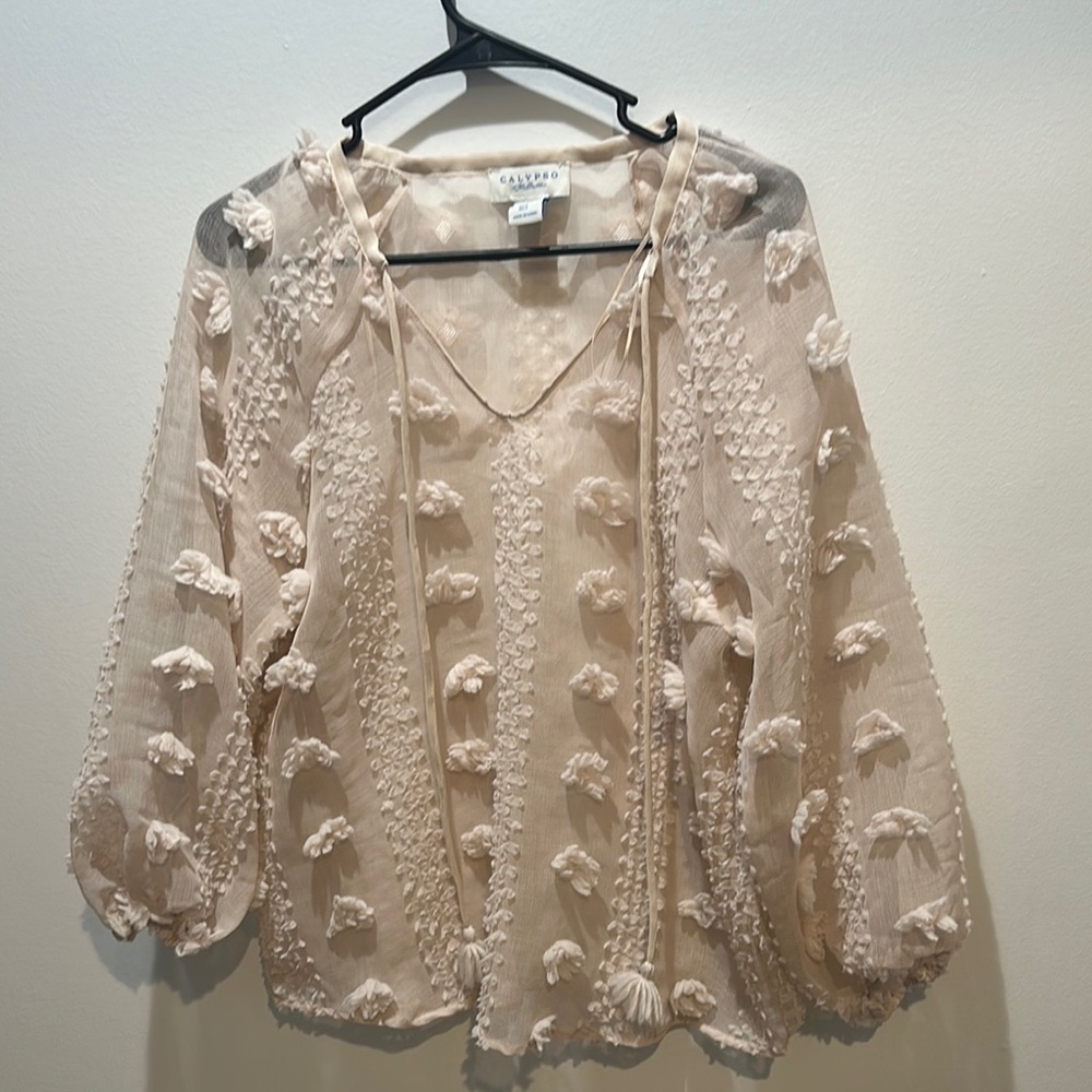 Calypso St. Barth Cream Textured Blouse